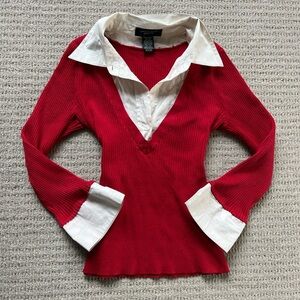 Vintage layered v neck blouse sweater